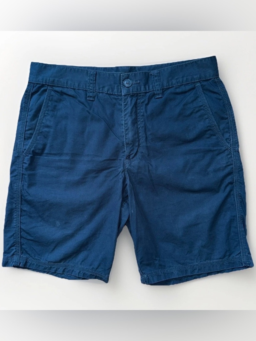 John Varvatos Men Size 31 Navy Blue Triple Needle Chino Cotton Shorts Used Short